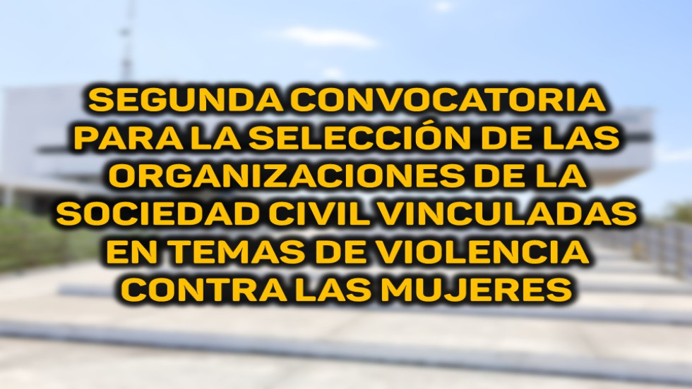 SEGUNDA CONVOCATORIA PARA LA SELECCIÓN DE LAS ORGANIZACIONES DE LA SOCIEDAD CIVIL VINCULADAS EN TEMAS DE VIOLENCIA CONTRA LAS MUJERES