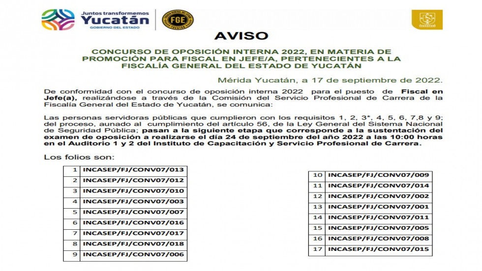 Concurso de Oposición Interna 2022