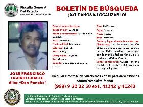 Apoyo para localizar a Jos&eacute; Francisco Osorio Suaste