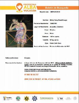 SE SOLICITA SU AYUDA PARA LOCALIZAR A ZITLALY RUBY BUENFIL LUGO