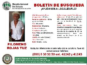 Ay&uacute;danos a localizar a Filomeno Rojas Tuz